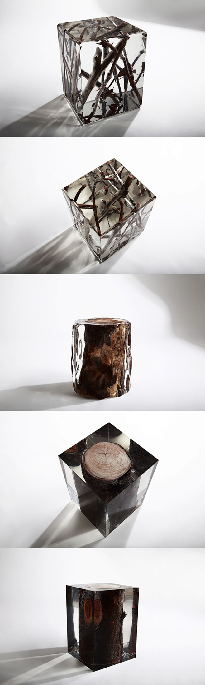 珀晶木华石雕塑 透明树脂艺术品 抽象室内...