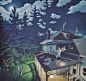 【加拿大艺术家Rob Gonsalves的创意错觉绘画作品】
受Magritte的超现实主义与Escher的视觉幻象作品影响，Rob将自己这组超现实主义作品命名为《魔法大全》（Master of Illusion）。Rob的作品最大的特点就是在一幅图中蕴含多个故事，内容层次丰富，迫使你需要来回反复不断地观察，才能牢牢把握每一处设计细节背后的深意。