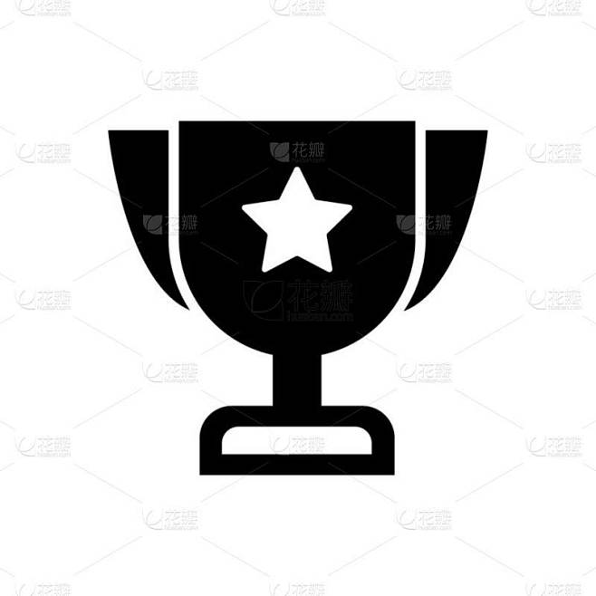 奖杯填充图标符号向量.黑胶杯Icon