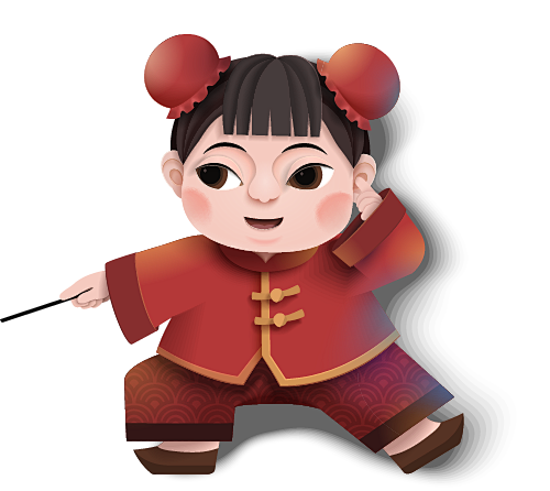 女童 农历新年传统年画迎新PNG免扣素材