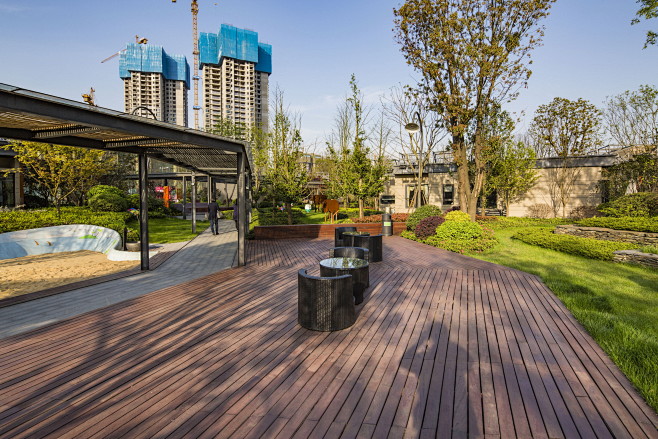 长沙万科魅力之城现代自然展示区样板区木平台户外家居景观设计sed新