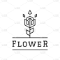 花卉创意图标设计线性风格简单模板图标矢量插图