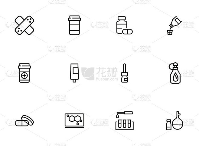 药理学产品图标集