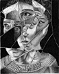 Fractured portrait - use for value study or color schemes in various sections: 