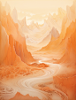 a painting of a mountains and cliffs, in the style of light orange and light gold, mori kei, dreamlike environments, soft tonal range, spectacular backdrops, snow scenes, zen buddhism influence --ar 71:93 --v 5.2