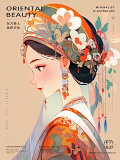 东方美人-美若天仙|极简民族扁平风文创插画