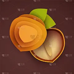 卡通整体和半榛子在现代几何3d剪纸风格孤立的颜色背景。生动的创意矢量艺术元素。抽象设计插画的极简概念