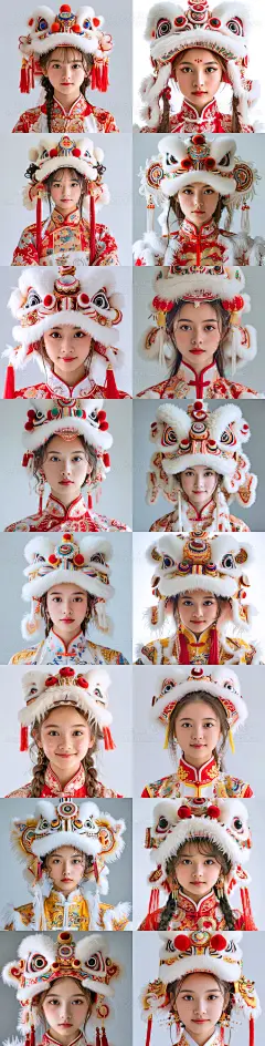 AI醒狮少女头像插画素材 游戏人物写实头像设定 国风绘画参考素材-淘宝网