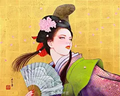 一组浮世绘和立体塑造结合的人物插画，风格特立独行。日本插画人物艺术家 田村吉康（Tamura Yoshiyasu） ​​​​