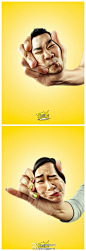 酸柠檬糖广告：可劲儿挤，可劲儿酸 把不可知的味觉体验转换为丰富的视觉体验，酸柠檬糖究竟有多酸，面部被酸的肌肉收缩，就像被使劲挤汁的柠檬……夸张，幽默，简洁，直击卖点，来自泰国的创意。