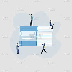 人与书，知识搜索，学习，知识获取，矢量插图