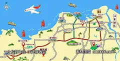 编号：167384 源文件下载-海南海口澄迈手绘旅游平面图【素材国度】设计网- 海报 背景板 户外 单张 围挡 插画 UI 主画面 地产 电商 互联网 美食 餐饮 汽车 旅游 高端 大气