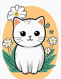 呆萌小猫矢量插画图形元素