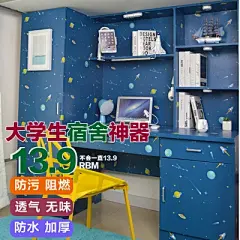 宿舍墙纸自粘大学生寝室壁纸防水加厚复古创意温馨卧室墙贴画贴纸-淘宝网