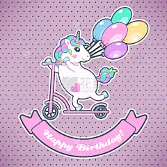 可爱的,独角兽,贺卡,气球,儿童,婴儿,粉色,蓝色,庆祝,想象