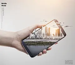 手机创意海报立体错视构成城市高楼