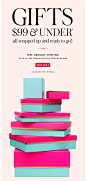 Holiday Promotional Email from Kate Spade | gifts $99 and under plus free ground shipping. SHOP NOW.