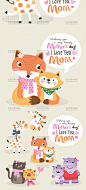 P214#卡通亲子动物插画母亲节父亲节卡通PSD海报模版矢量设计素材-淘宝网 