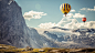 General 1920x1080 hot air balloons clouds snow cliff nature black mountains