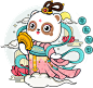 #原创IP设计##国潮插画#仙气十足的可可熊，脚踏着祥云迎你而来，快来接应她吧！