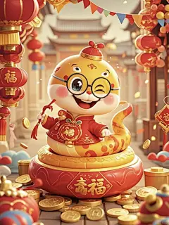 Midjourney，Ai绘图，蛇年，新春海报，可帮做 - 小红书