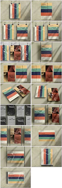 复古名片单页企业宣传册画册广告相框样机海报设计psd模板素材