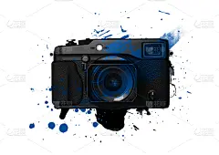 相机,白色背景,水彩画颜料,数码图形,水彩画,个人随身用品,美,贺卡,古董