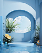 01580-2403652044-CGgameC4D bsw,C4D,(3d style),(octane render),Pixar,blender _(medium_),There is a cylindrical sculpture and a cubic sculpture in