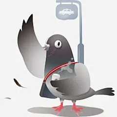 卡通手绘背箱子灰色鸽子打车矢量图高清素材 平面 免费下载 页面网页 平面电商 创意素材 png素材