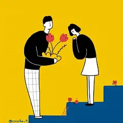 块面插画 情侣 简单色块 小清新