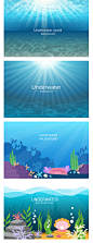 卡通海底生物深海海底海水生物海洋鱼类鲨鱼风景插画AI矢量素材-淘宝网