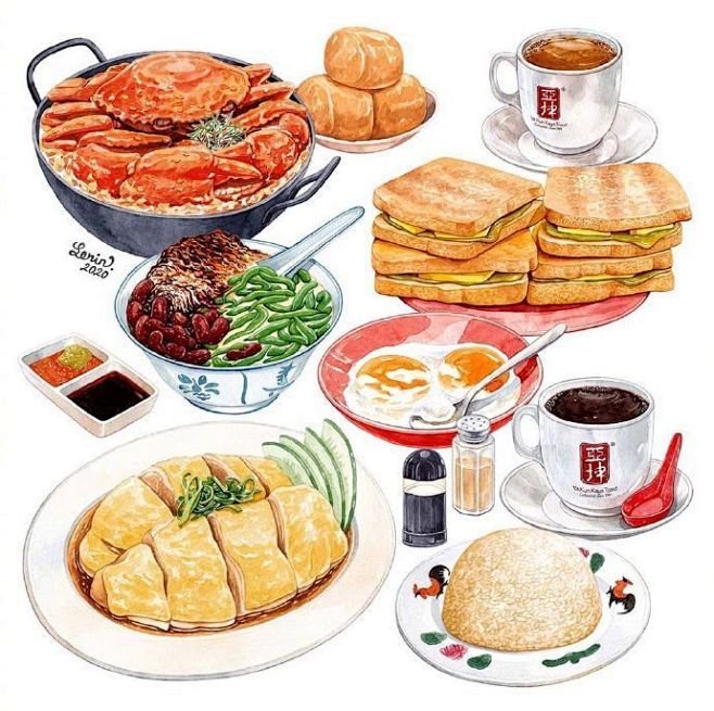 一组美食手绘作品 | ins：lerin...