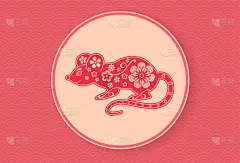 2020,新年前夕,模板,红色,符号,鼠,老鼠,式样,标志
