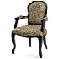 美式乡村风格设计师扶手椅法式雕刻黑色橡木豹纹时尚出口休闲椅子