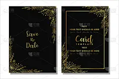 奢华的金色婚礼邀请设计，热带植物的轮廓