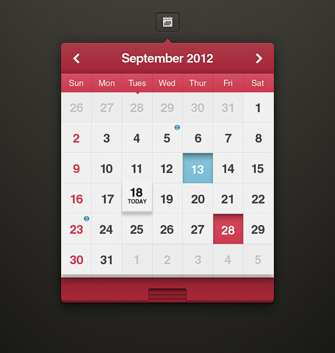 日历UI工具包的iOS PSD |移动应...