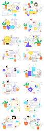 流行30款扁平线性互联网商业功能UI插画AI、SVG、Figma格式素材-淘宝网