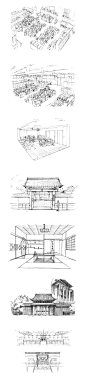 386 漫画背景 动漫场景街道学校商场公园室内建筑线稿素材参考-淘宝网