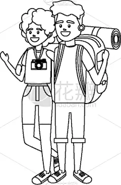 旅行者,伴侣,动画片,旅途,女人,自然美,夏天,户外,爱,冒险