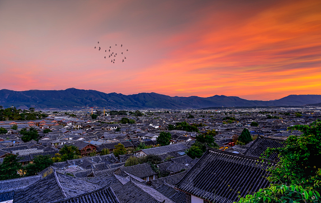 大研古镇 夕霞渐没