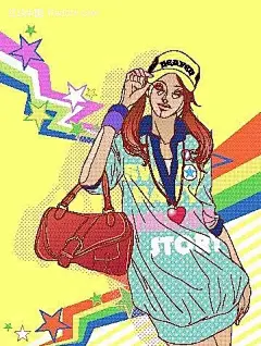 休闲装扮的时尚女孩插画人物|卡通|卡通人物|卡通人物图片|漫画人物|人物绘画|人物素材|人物图片|设计素材|时尚女孩|矢量人物|手绘