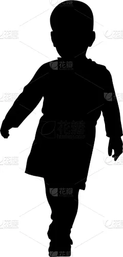 可爱的,小的,黑色,幼儿,分离着色,男孩,人,男人,剪影,步行