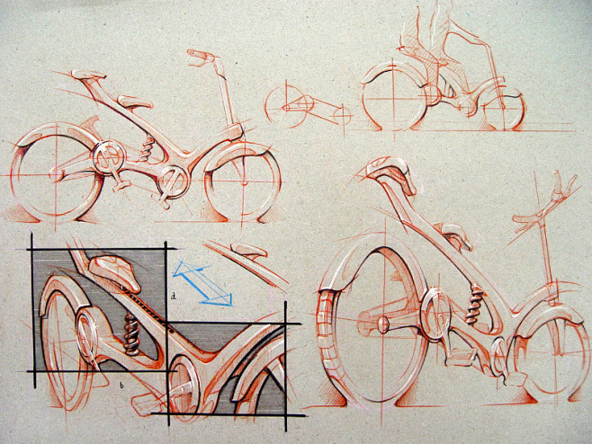 自行车单色手绘