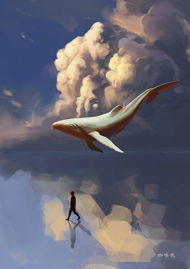【咖啡色的插画 —— 鲸鱼】