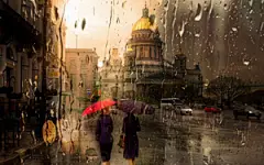 窗外雨景,女人,背影,城市,建筑,唯美意境壁纸