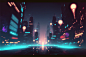 cyberworld background calm center focused glowing lights vector anime style