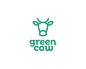 GreenCow图标 奶牛 牛头 抽象 简约 绿色 线条 动物 商标设计  图标 图形 标志 logo 国外 外国 国内 品牌 设计 创意 欣赏