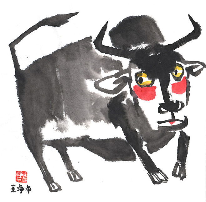 牛年画牛-王净净42幅国画萌趣水墨牛