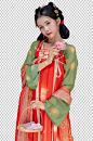 唐制汉服女性人物手提花篮免抠png摄影图