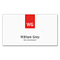 Modern Minimalist Monogram White Red Profile Card Double-Sided Standard Business Cards (Pack Of 100)